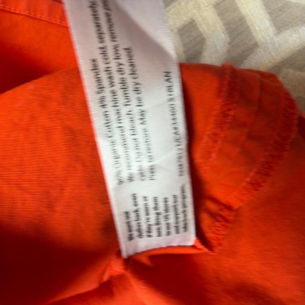 Eileen Fisher Women Orange Organic Cotton Stretch Button Down Shirt XL - Picture 4 of 7